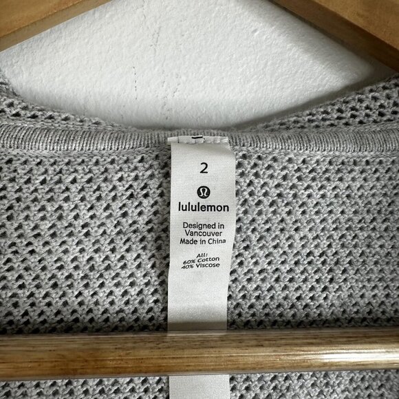 Lululemon Cardigan Womens 2 Open Hooded Sweater Lightweight Knit Yoga Lounge - Picture 3 of 12